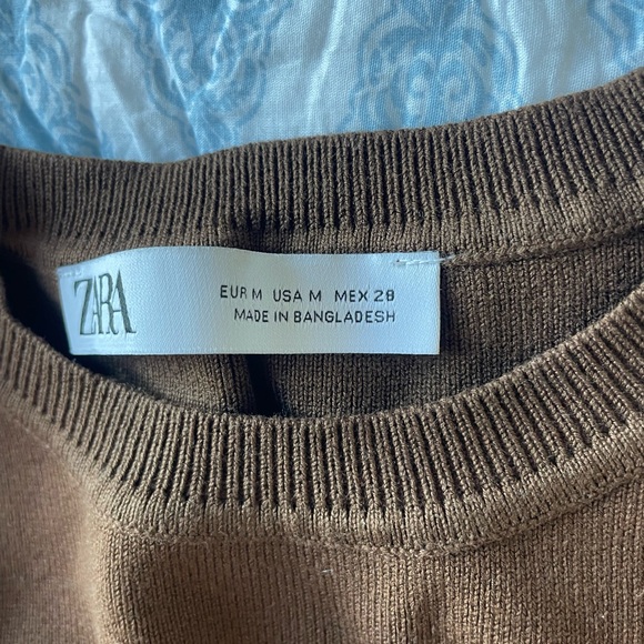 Zara Brown Sleeveless Knit Cropped Tank Top - Picture 2 of 3